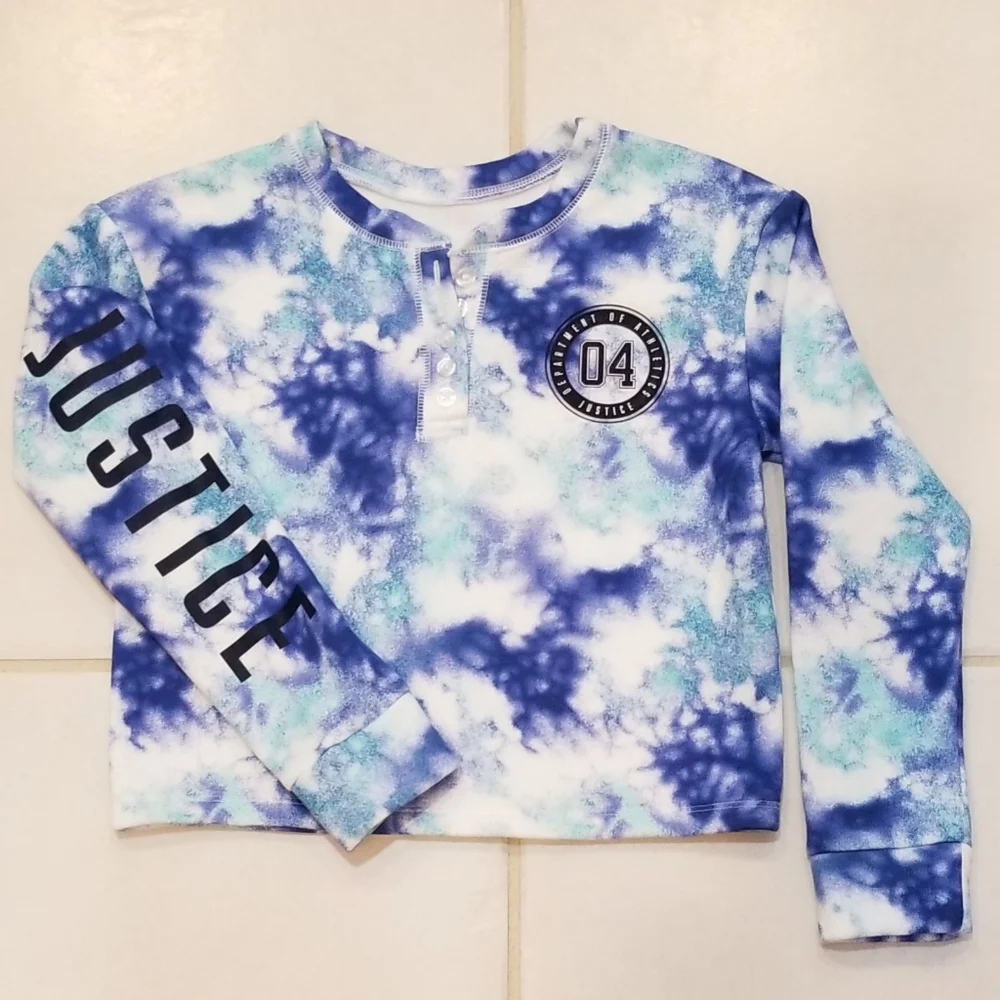 Justice Active Wear Purple & Blue Tie-dye Long Sleeve Sweatshirt 7 S/M